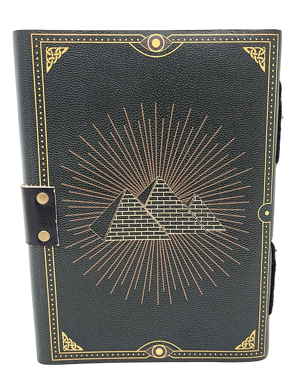 Ankh Print on Black Leather Journal 5x7" with Latch Closure