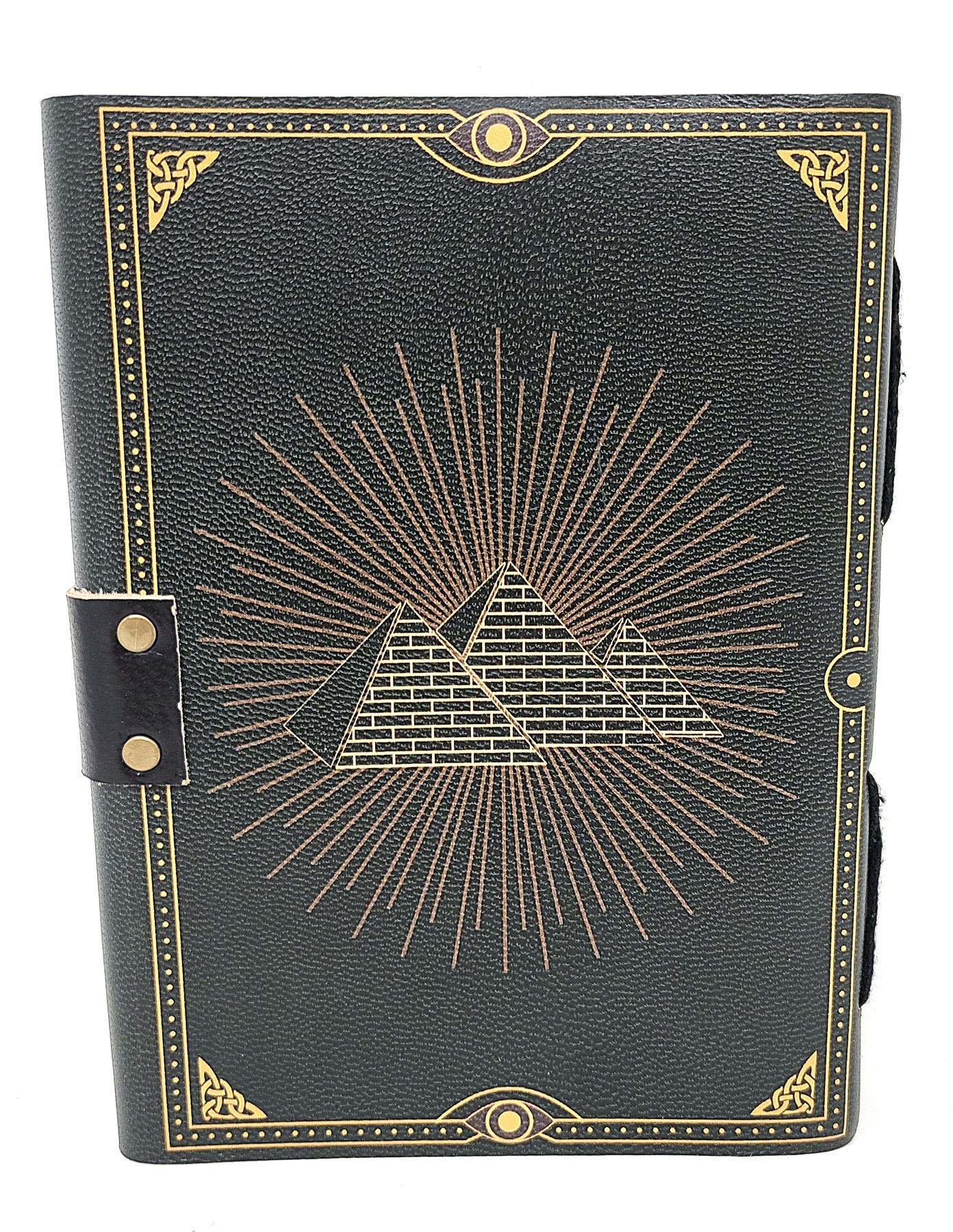 Ankh Print on Black Leather Journal 5x7" with Latch Closure