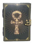 Ankh Print on Black Leather Journal 5x7" with Latch Closure