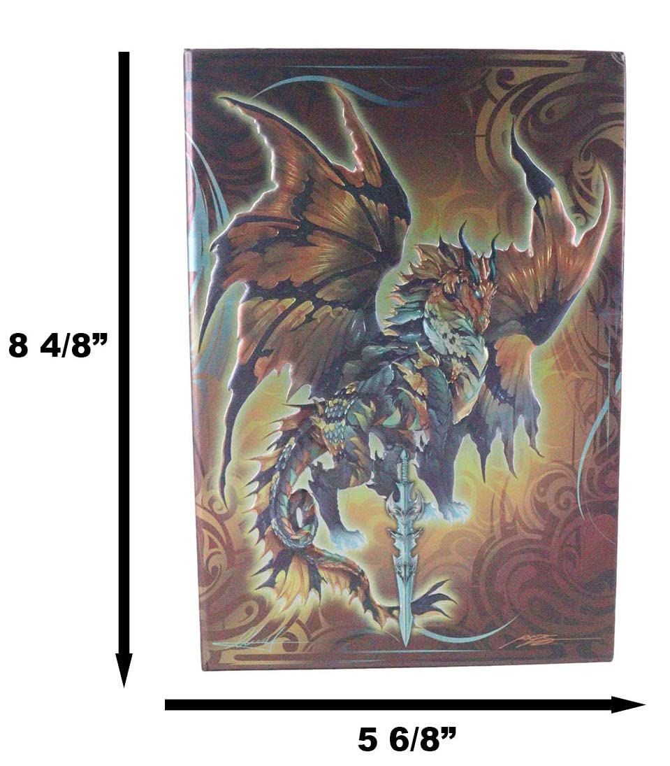 Dragon Thunder Blade Drake Embossed Hard Cover Journal - Ruth Thompson Fantasy Dragon Semi Iridescent Journal