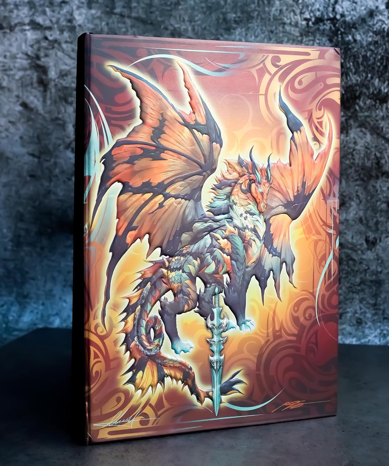 Dragon Thunder Blade Drake Embossed Hard Cover Journal - Ruth Thompson Fantasy Dragon Semi Iridescent Journal