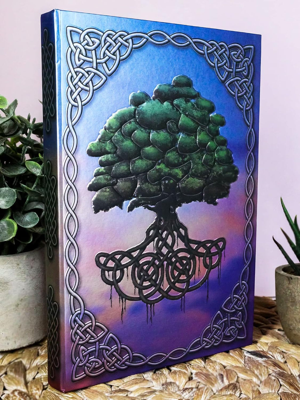 Celtic Tree Of Life With Triskele Trinity Knotwork Embossed Blank Page Hard Cover Journal