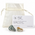Virgo Grounded Growth crystal set with Tree Agate, Chrysoprase, zodiac card and ivory gift bag