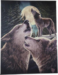 Wolf Song Howling Wolves With Full Moon Canvas Framed Wall Art Wall Plaque - Lisa Parker - 7.5" W x 9.85"