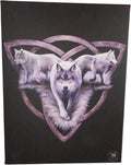 Wolf Trio Direwolf Trinity Wolfpack Canvas Framed Wall Art Wall Plaque - Anne Stokes - 7.5" W x 9.85"