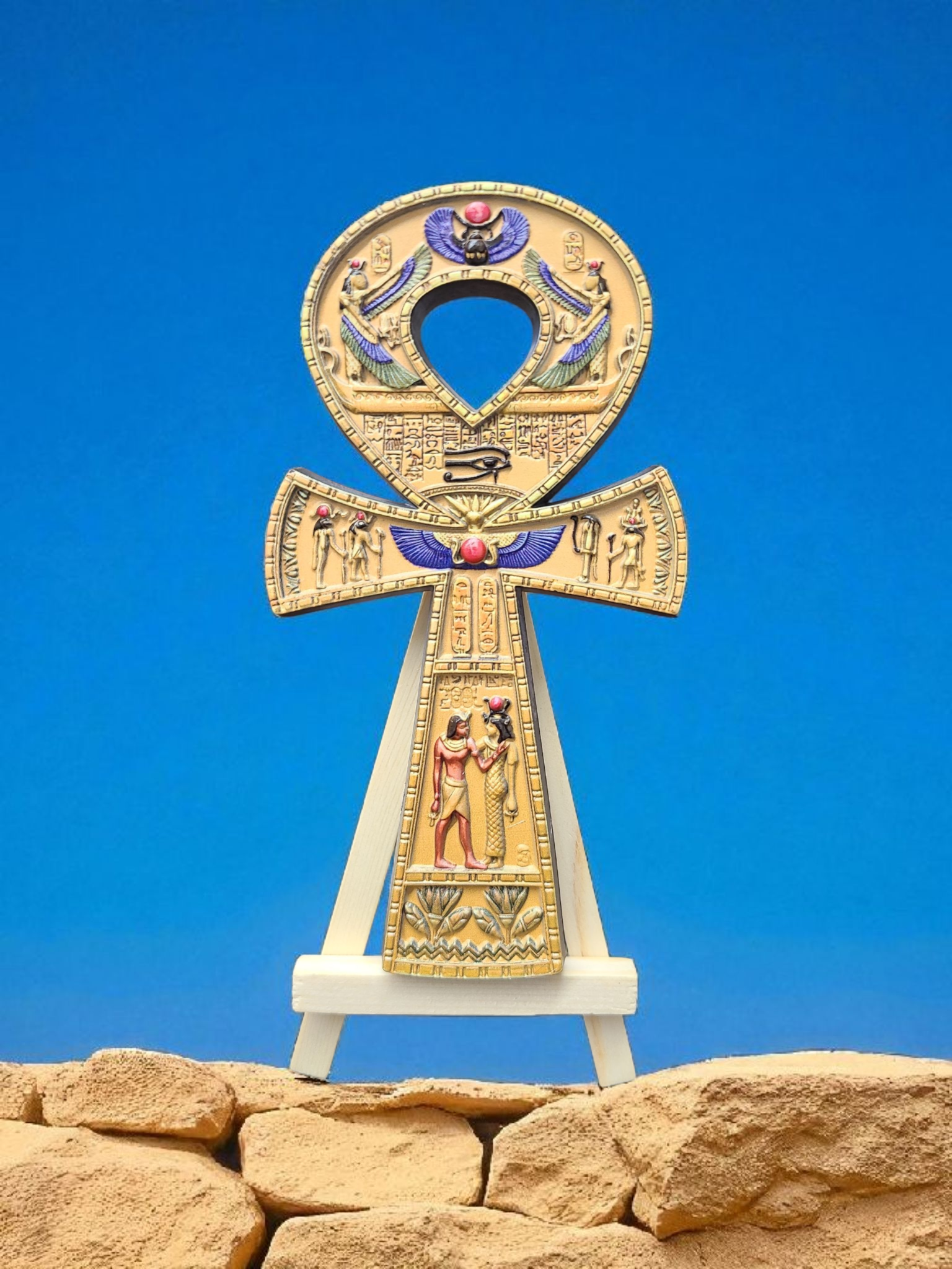 Ankh Symbol – 6" Gold tones and colors